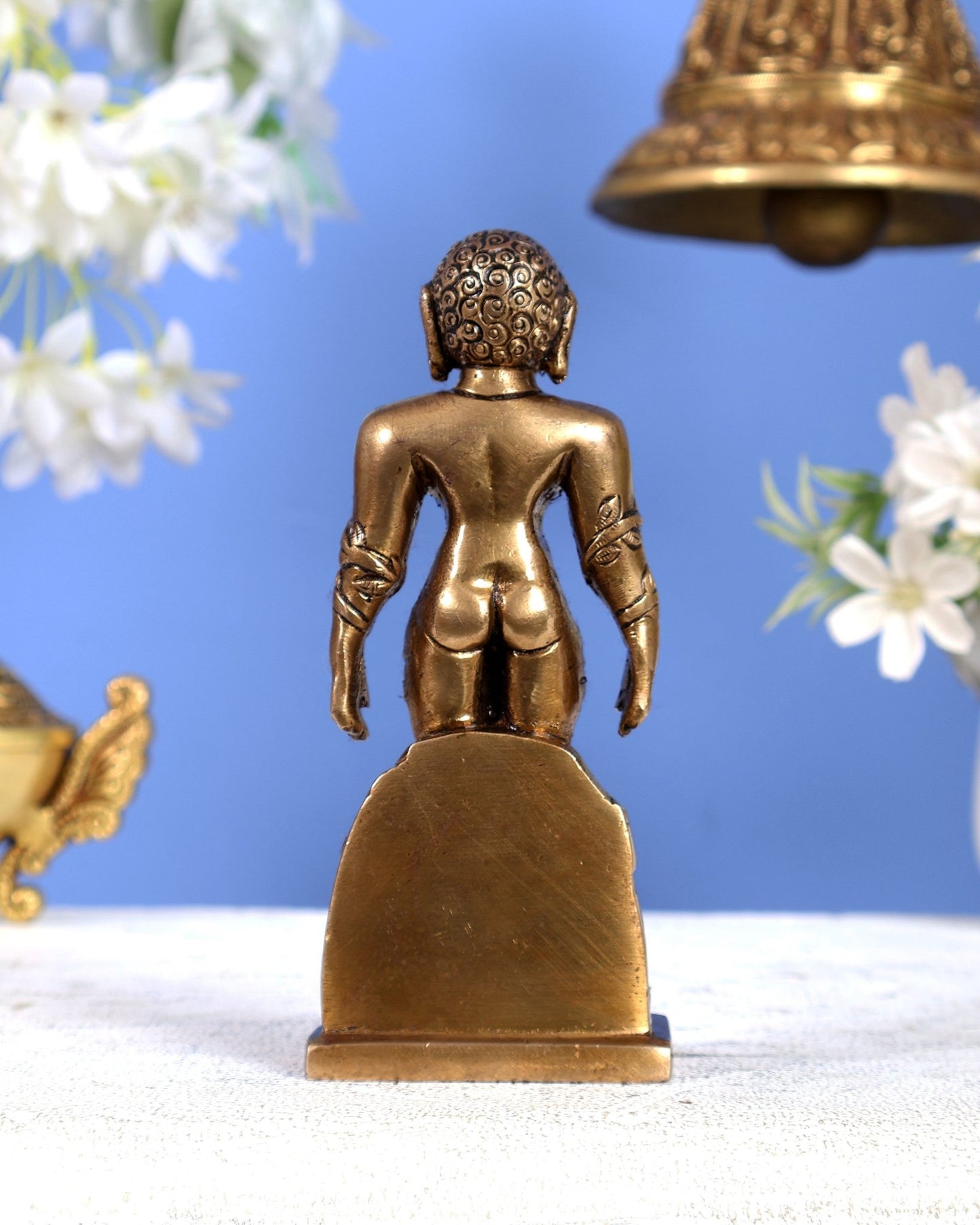Brass tirthankar Rishab deva bahubali Jain God Standing Statue 6" - Budhshiv.com