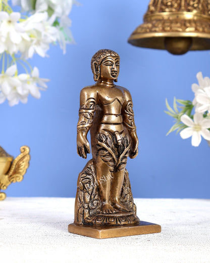Brass tirthankar Rishab deva bahubali Jain God Standing Statue 6" - Budhshiv.com