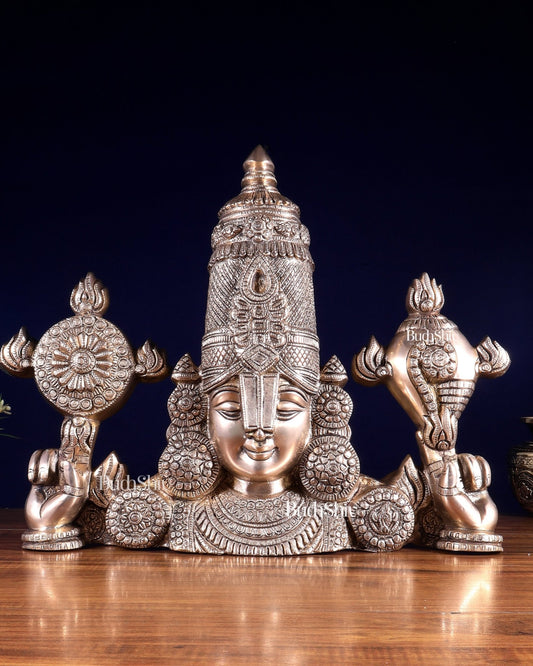 Brass Tirupati Balaji Face Wall Hanging 20 inch matte finish - Budhshiv.com