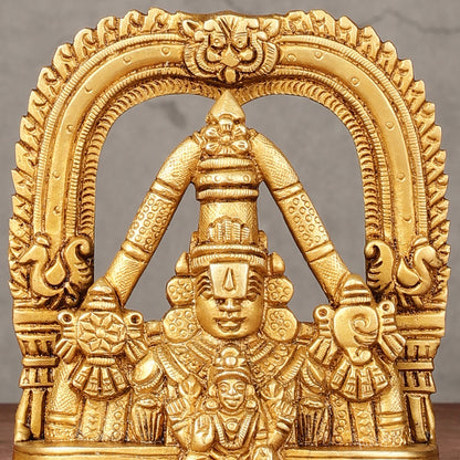 Brass Tirupati Balaji Face with Lakshmi Bust Table Accent - 4.25 - inch - Budhshiv.com