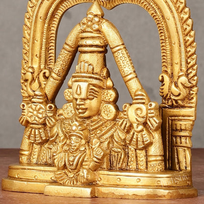 Brass Tirupati Balaji Face with Lakshmi Bust Table Accent - 4.25 - inch - Budhshiv.com