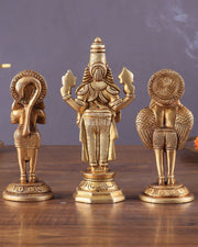 Brass Tirupati Balaji, Garuda, and Hanuman Trio – Divine Idols Set 5.5" - Budhshiv.com