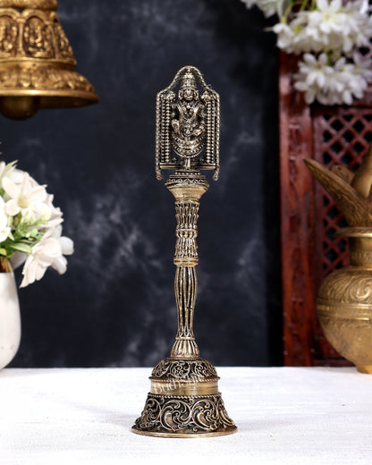 Brass Tirupati Balaji Hand Bell | Pure Brass Venkateswara Temple Bell 7 inch - Budhshiv.com