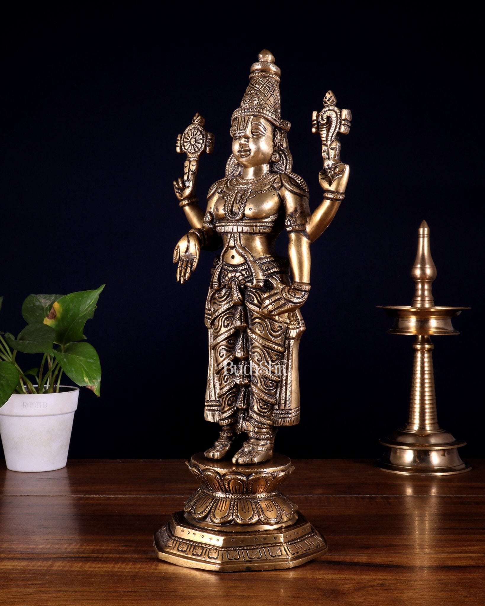 Brass Tirupati Balaji Idol - 16 Inch - Budhshiv.com