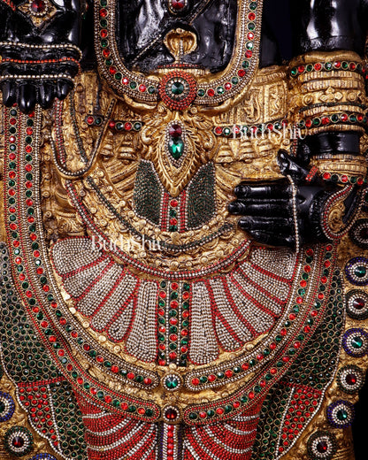 Brass Tirupati Balaji Idol 48 inch with jewellers meenakari Stonework - Budhshiv.com