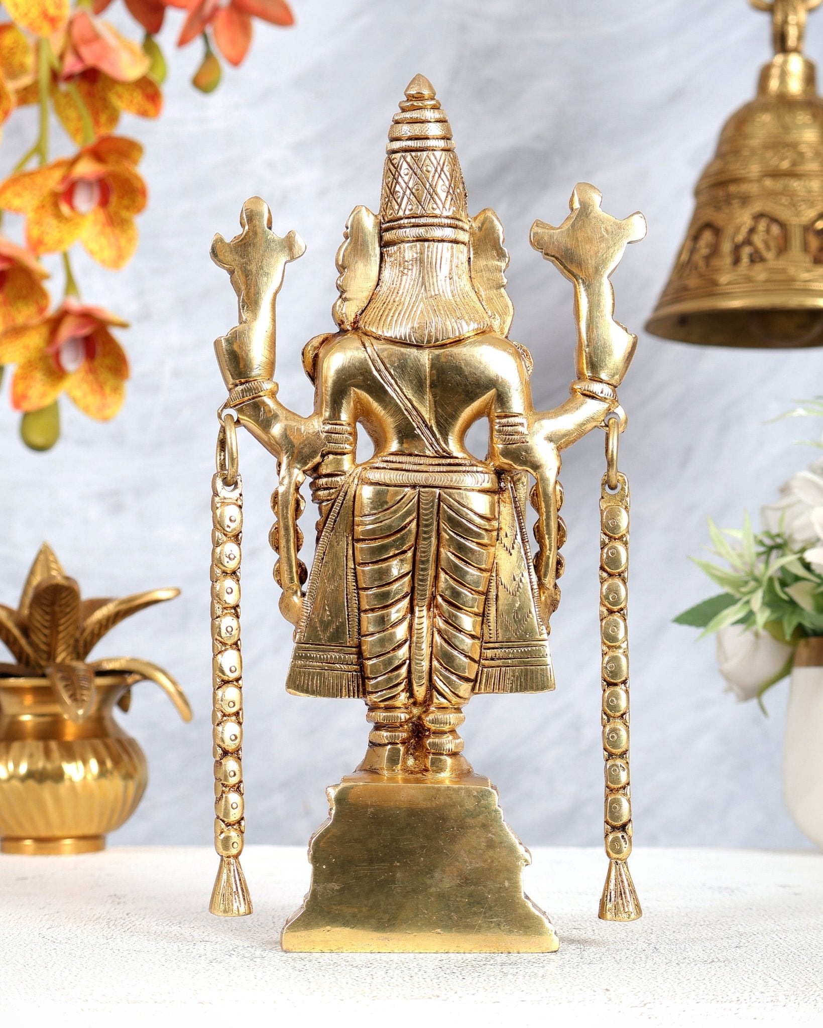 Brass Tirupati Balaji Idol | Height: 9 inch enhanced carvings - Budhshiv.com