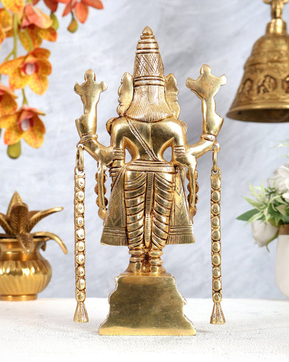 Brass Tirupati Balaji Idol | Height: 9 inch enhanced carvings - Budhshiv.com