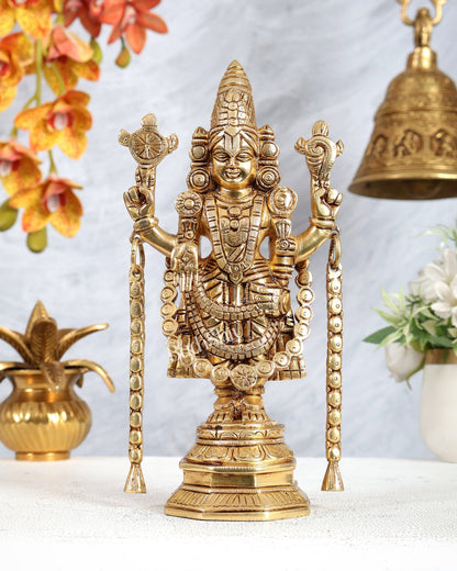 Brass Tirupati Balaji Idol | Height: 9 inch enhanced carvings - Budhshiv.com
