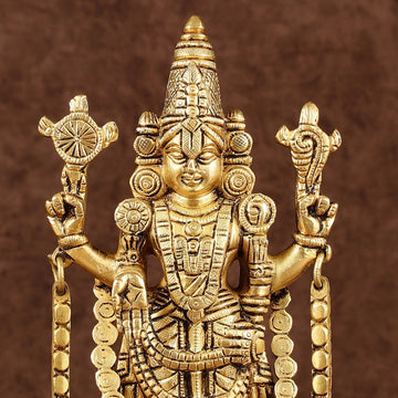 Brass Tirupati Balaji Idol | Height: 9 inch - Budhshiv.com