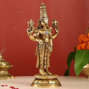 Brass tirupati balaji idol lord Venkateshwara statue 11" - Budhshiv.com