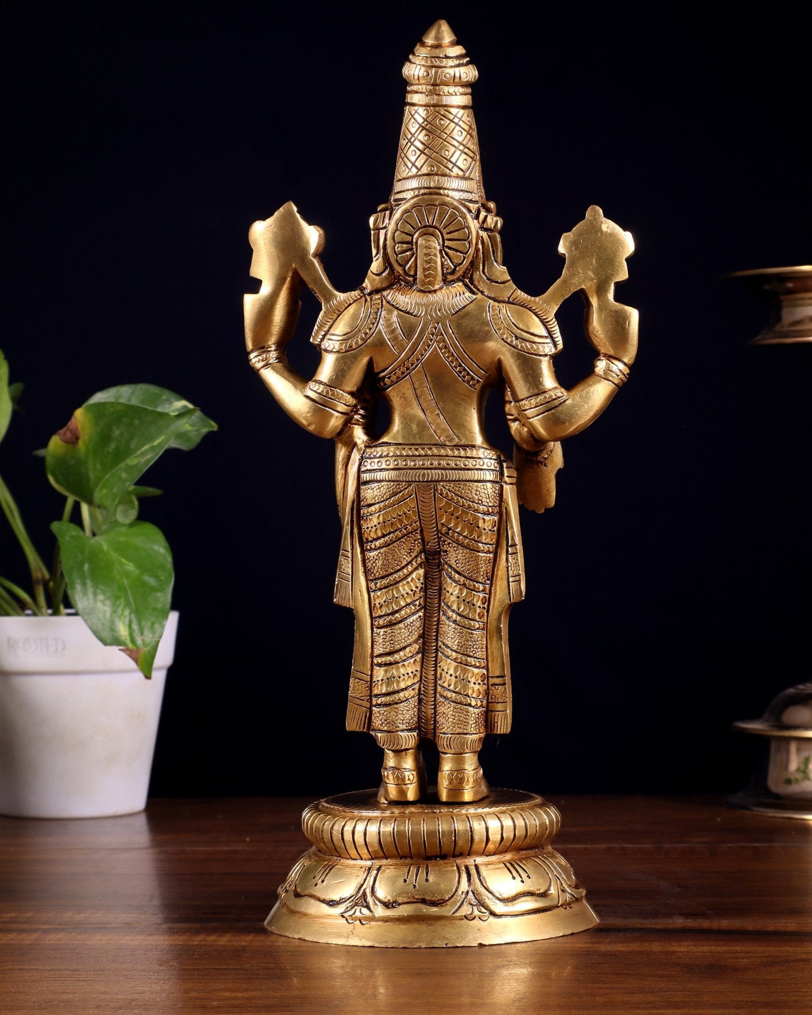 Brass tirupati balaji idol lord Venkateshwara statue 11" - Budhshiv.com