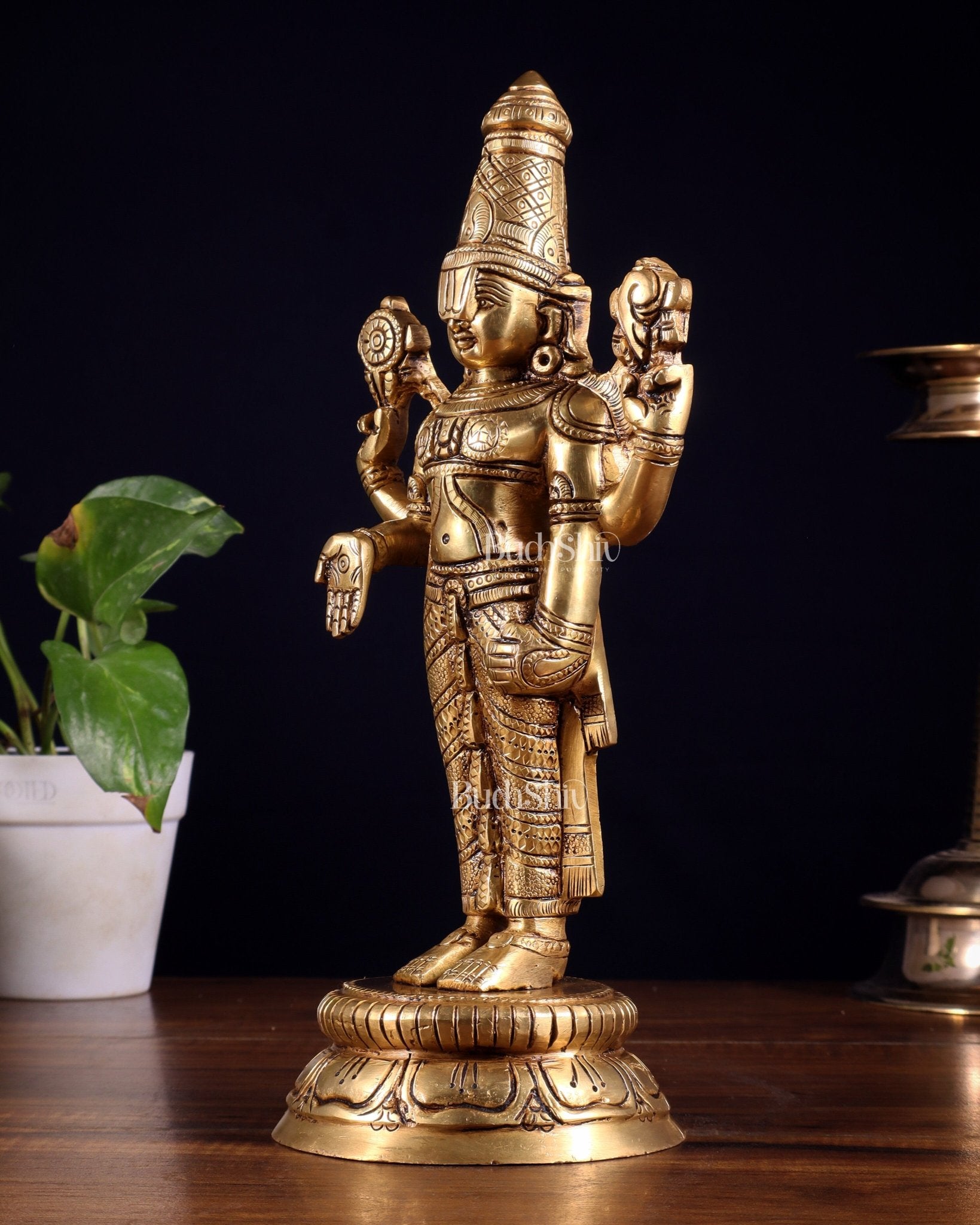 Brass tirupati balaji idol lord Venkateshwara statue 11" - Budhshiv.com