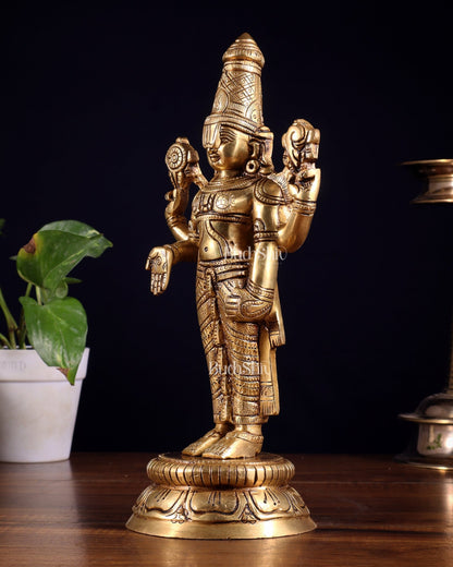 Brass tirupati balaji idol lord Venkateshwara statue 11" - Budhshiv.com