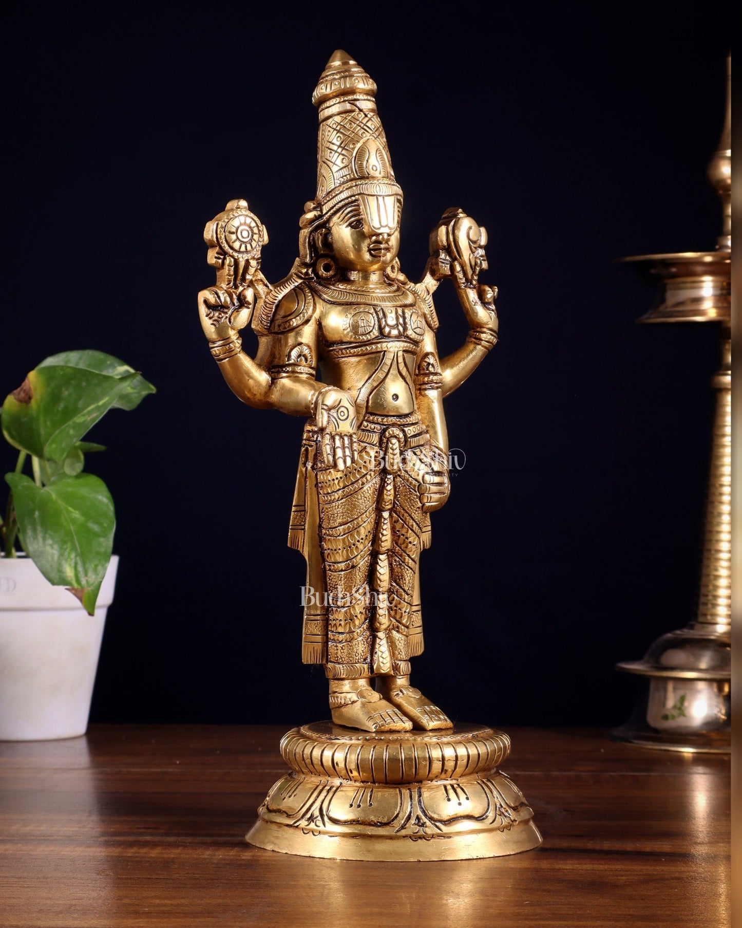Brass tirupati balaji idol lord Venkateshwara statue 11" - Budhshiv.com