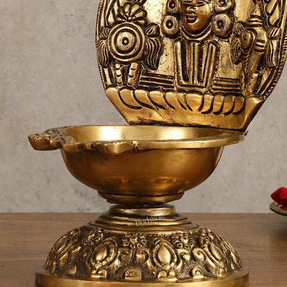 Brass tirupati balaji lamp shankh chakra 9 inch - Budhshiv.com