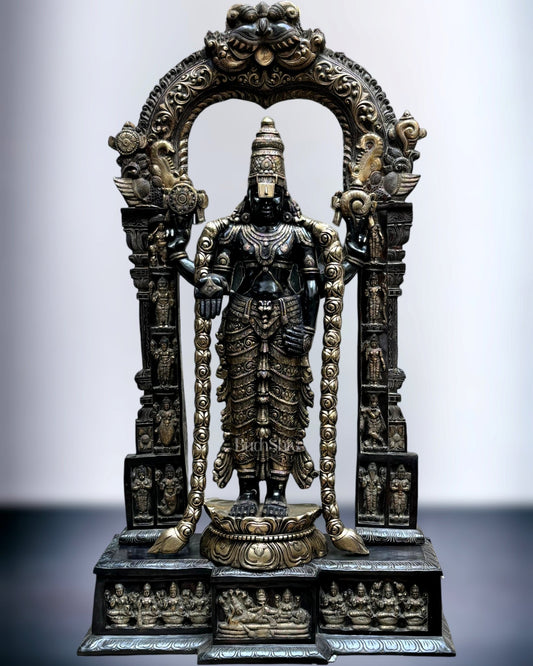 Brass Tirupati Balaji Lord Venkateshwara Statue 86" Large - Budhshiv.com