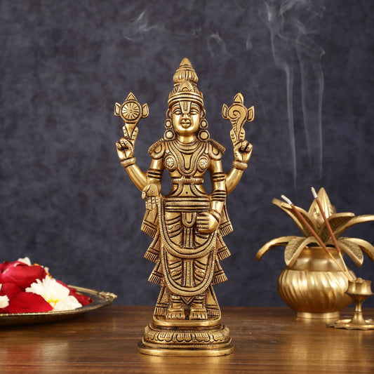 Brass Tirupati Balaji lord Venkateshwara statue 9" - Budhshiv.com