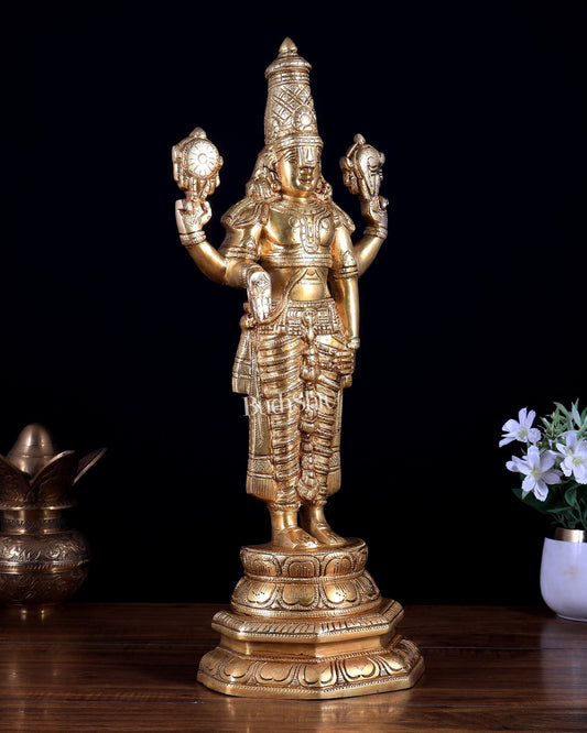 Brass Tirupati Balaji (Lord Venkateswara) Statue – Superfine Brass 19.5 inch - Budhshiv.com