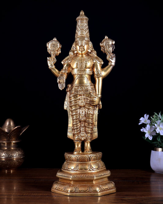 Brass Tirupati Balaji (Lord Venkateswara) Statue – Superfine Brass 19.5 inch - Budhshiv.com