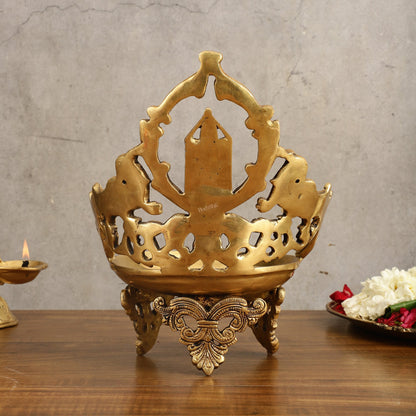Brass Tirupati Balaji oil lamp diya - Large Size - 11.5 inch - Budhshiv.com