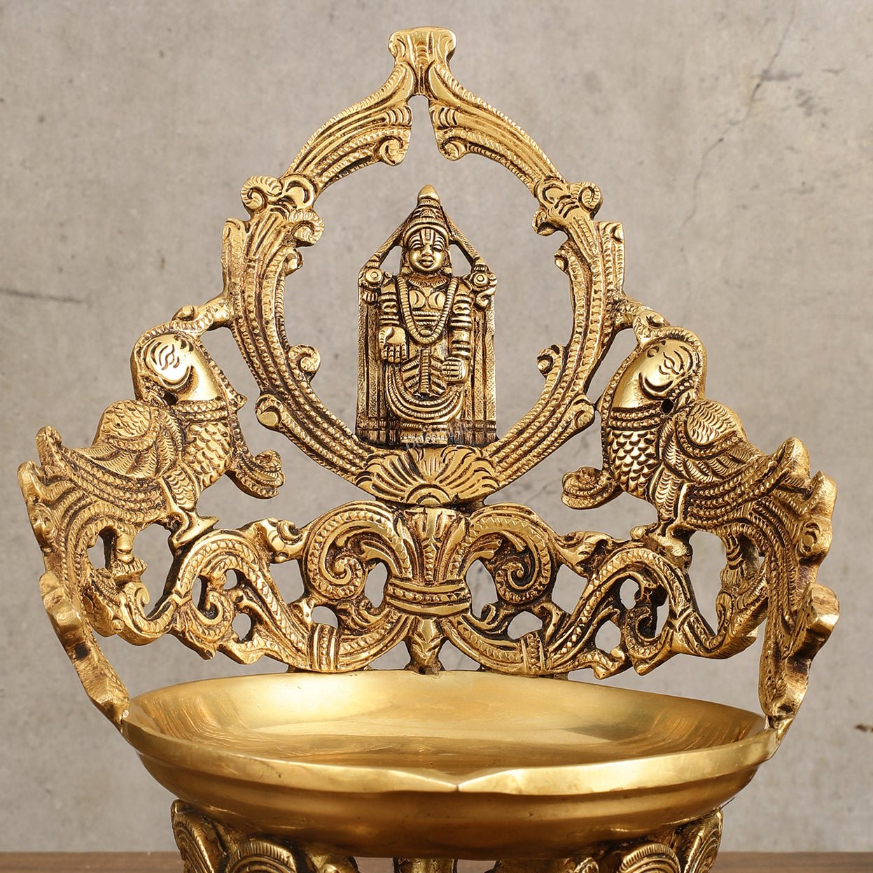 Brass Tirupati Balaji oil lamp diya - Large Size - 11.5 inch - Budhshiv.com