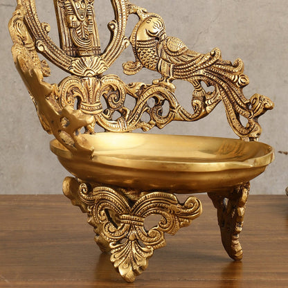 Brass Tirupati Balaji oil lamp diya - Large Size - 11.5 inch - Budhshiv.com