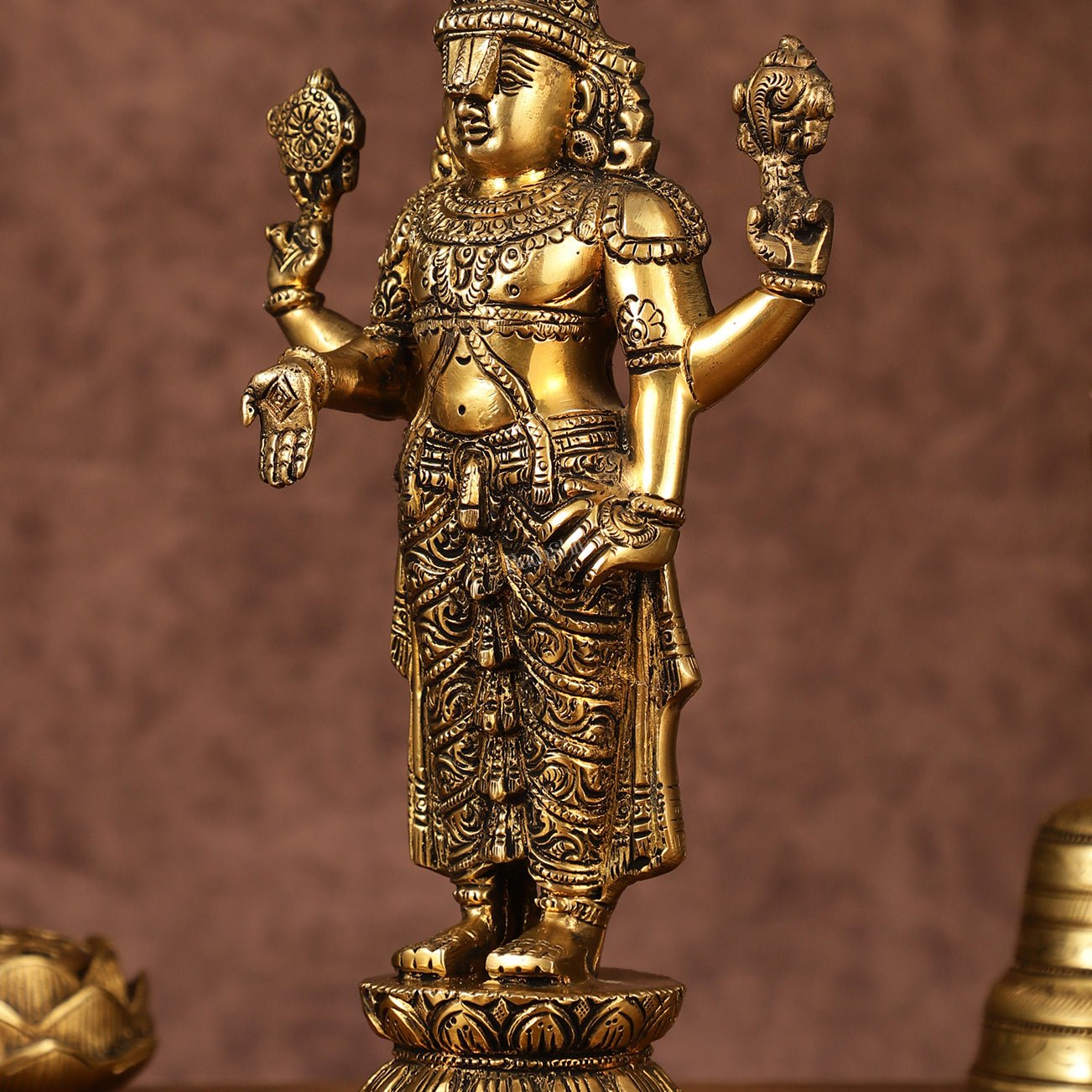 Brass Tirupati Balaji Statue | 12" Height | Divine Elegance - Budhshiv.com