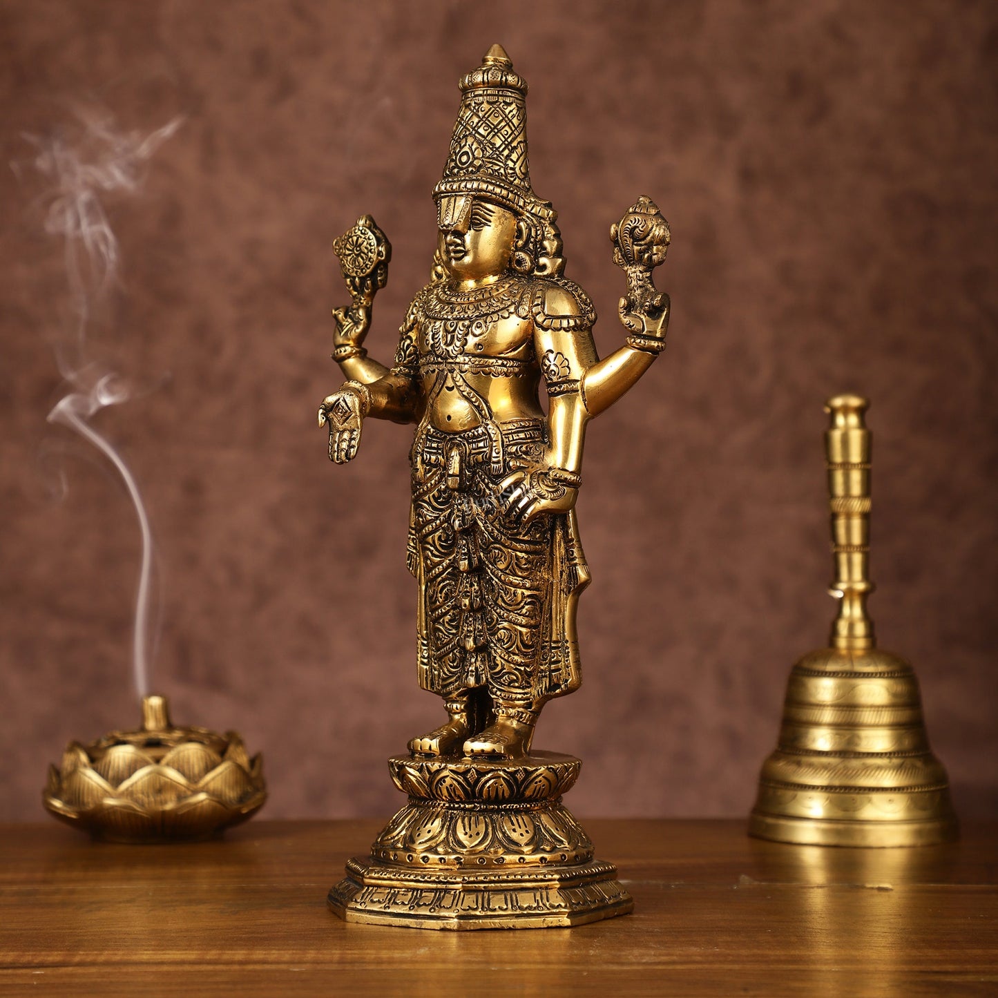 Brass Tirupati Balaji Statue | 12" Height | Divine Elegance - Budhshiv.com