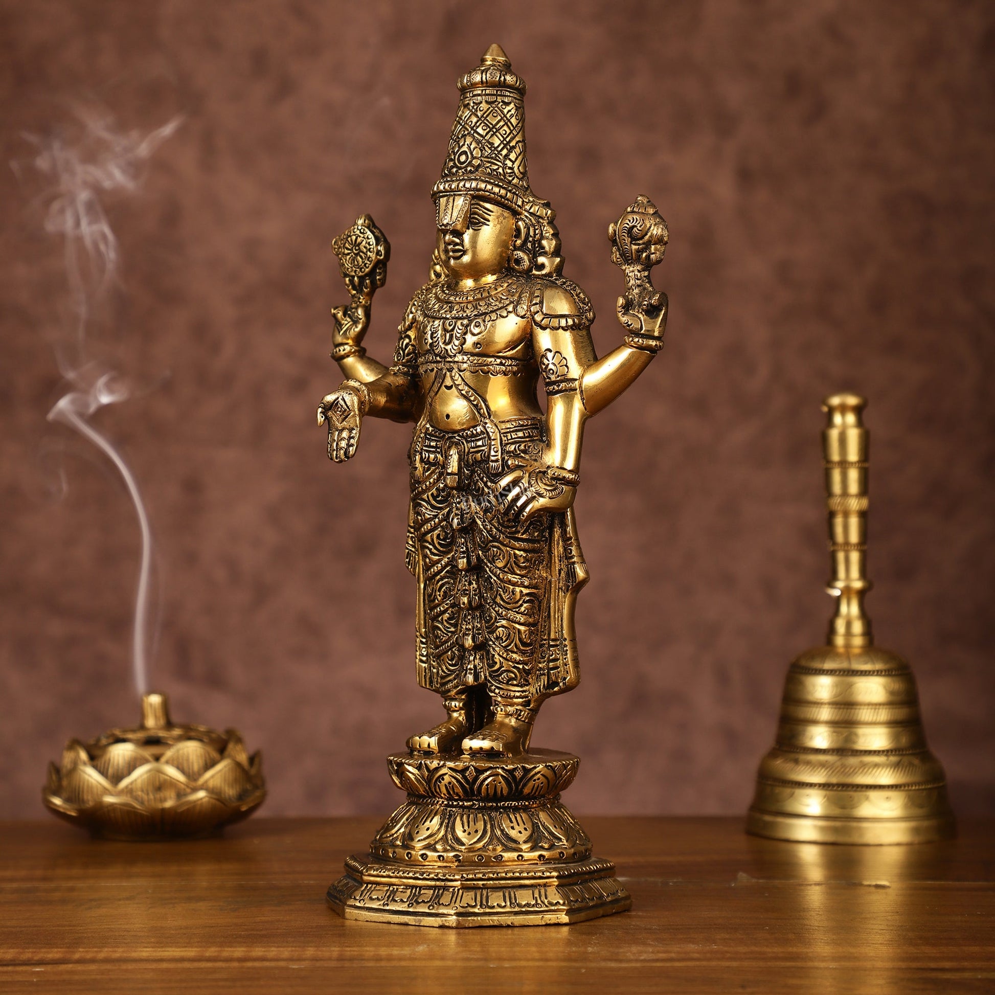 Brass Tirupati Balaji Statue | 12" Height | Divine Elegance - Budhshiv.com