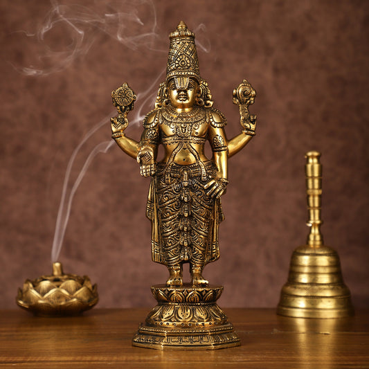 Brass Tirupati Balaji Statue | 12" Height | Divine Elegance - Budhshiv.com