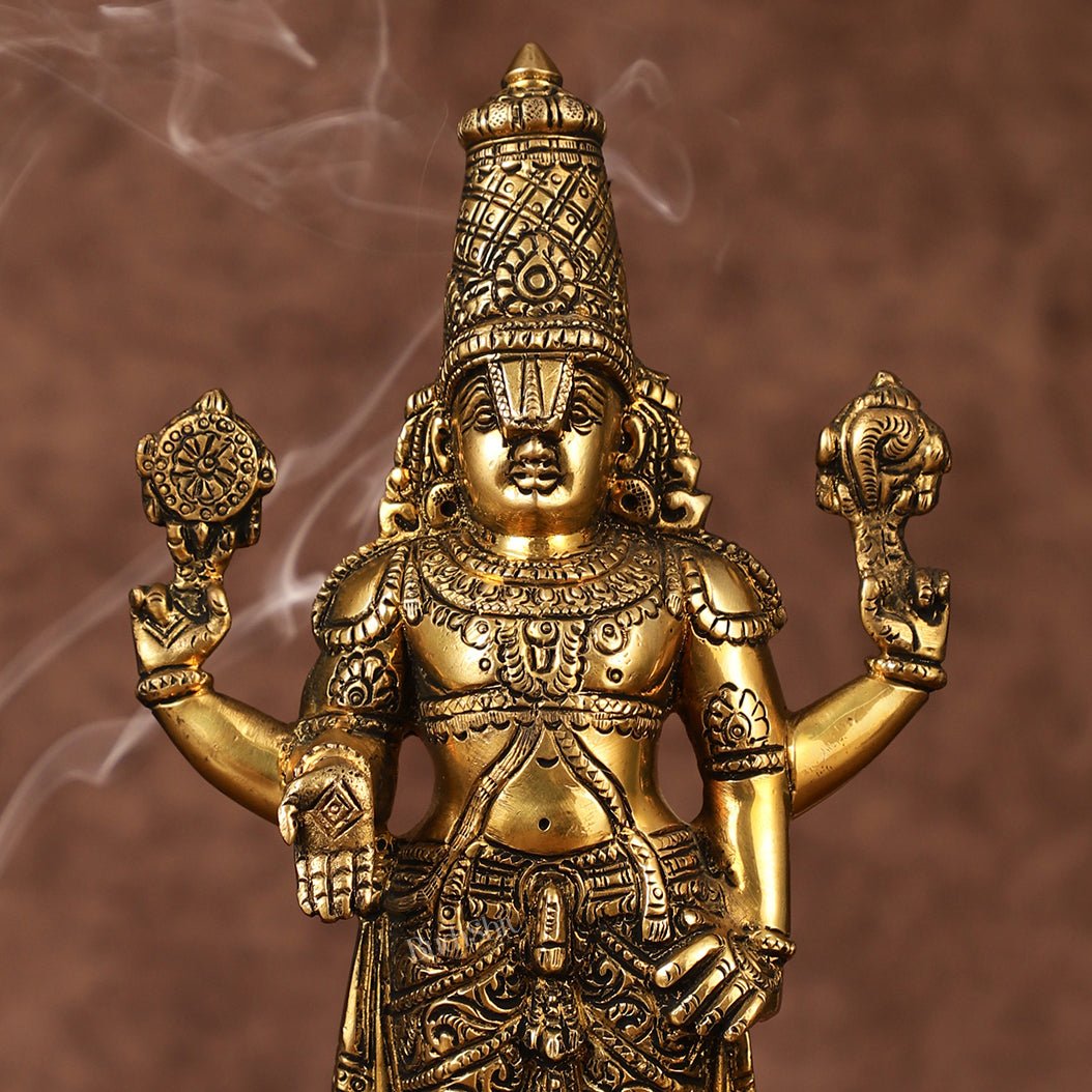 Brass Tirupati Balaji Statue | 12" Height | Divine Elegance - Budhshiv.com