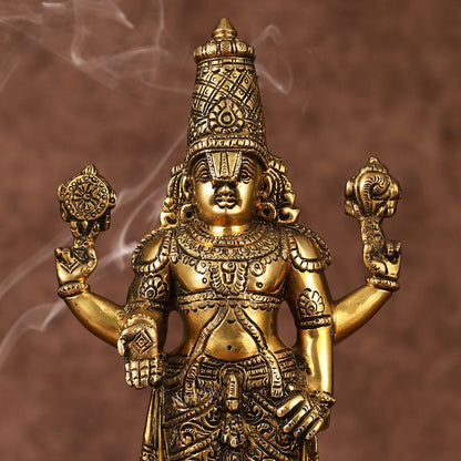 Brass Tirupati Balaji Statue | 12" Height | Divine Elegance - Budhshiv.com