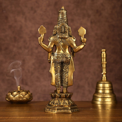 Brass Tirupati Balaji Statue | 12" Height | Divine Elegance - Budhshiv.com