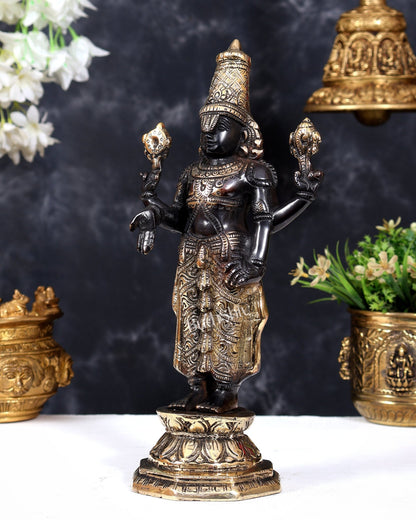 Brass Tirupati Balaji Statue | 12 inch black finish - Budhshiv.com