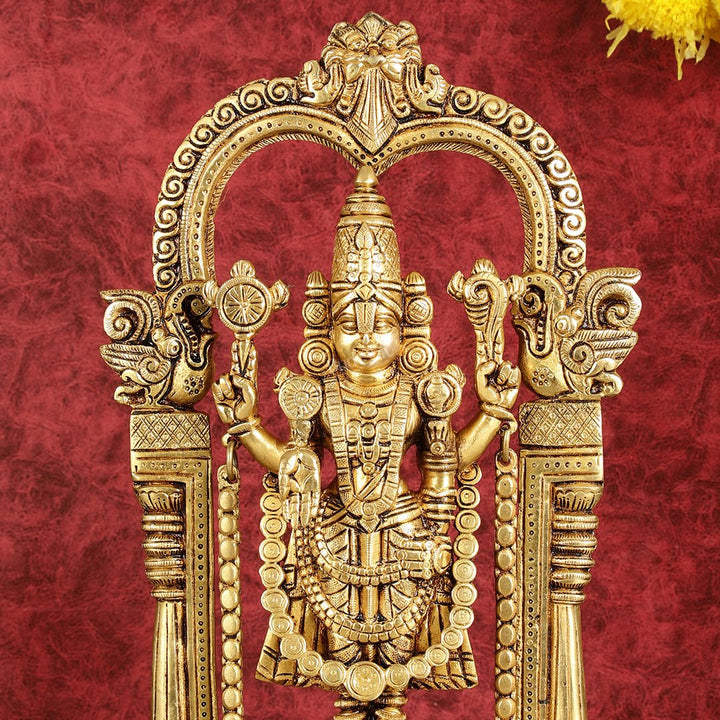 Brass Tirupati Balaji Statue 14" antique tone - Budhshiv.com