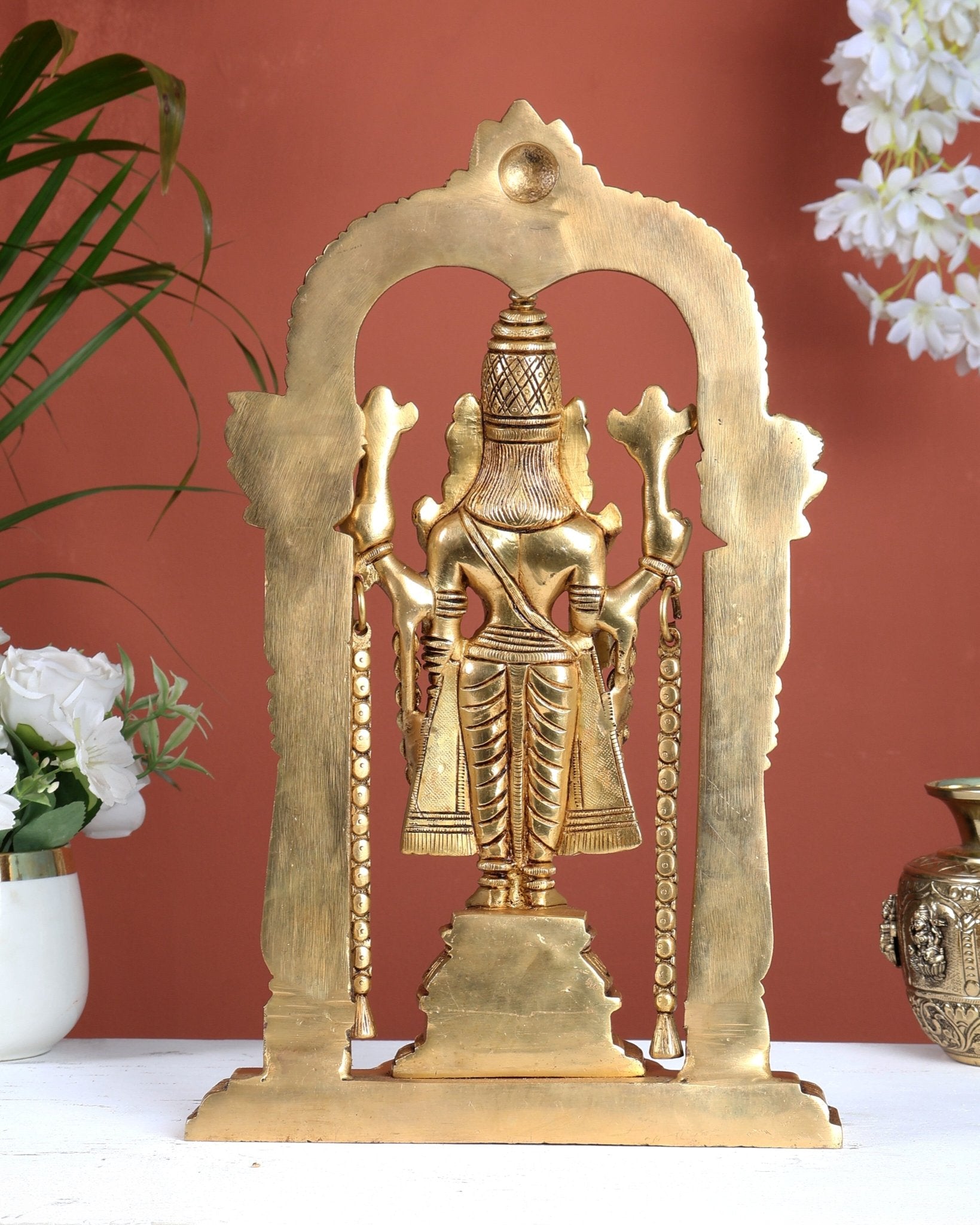 Brass Tirupati Balaji Statue 14" antique tone - Budhshiv.com