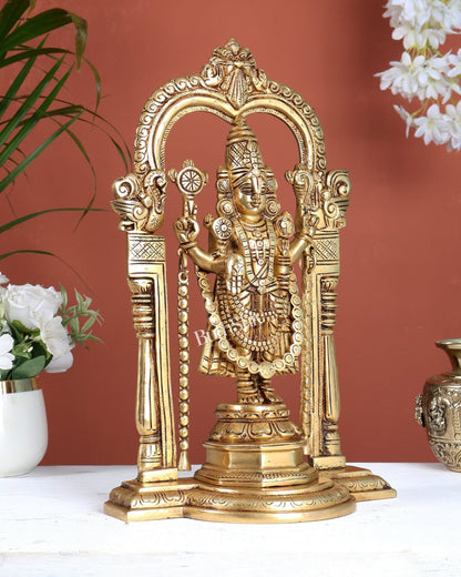 Brass Tirupati Balaji Statue 14" antique tone - Budhshiv.com