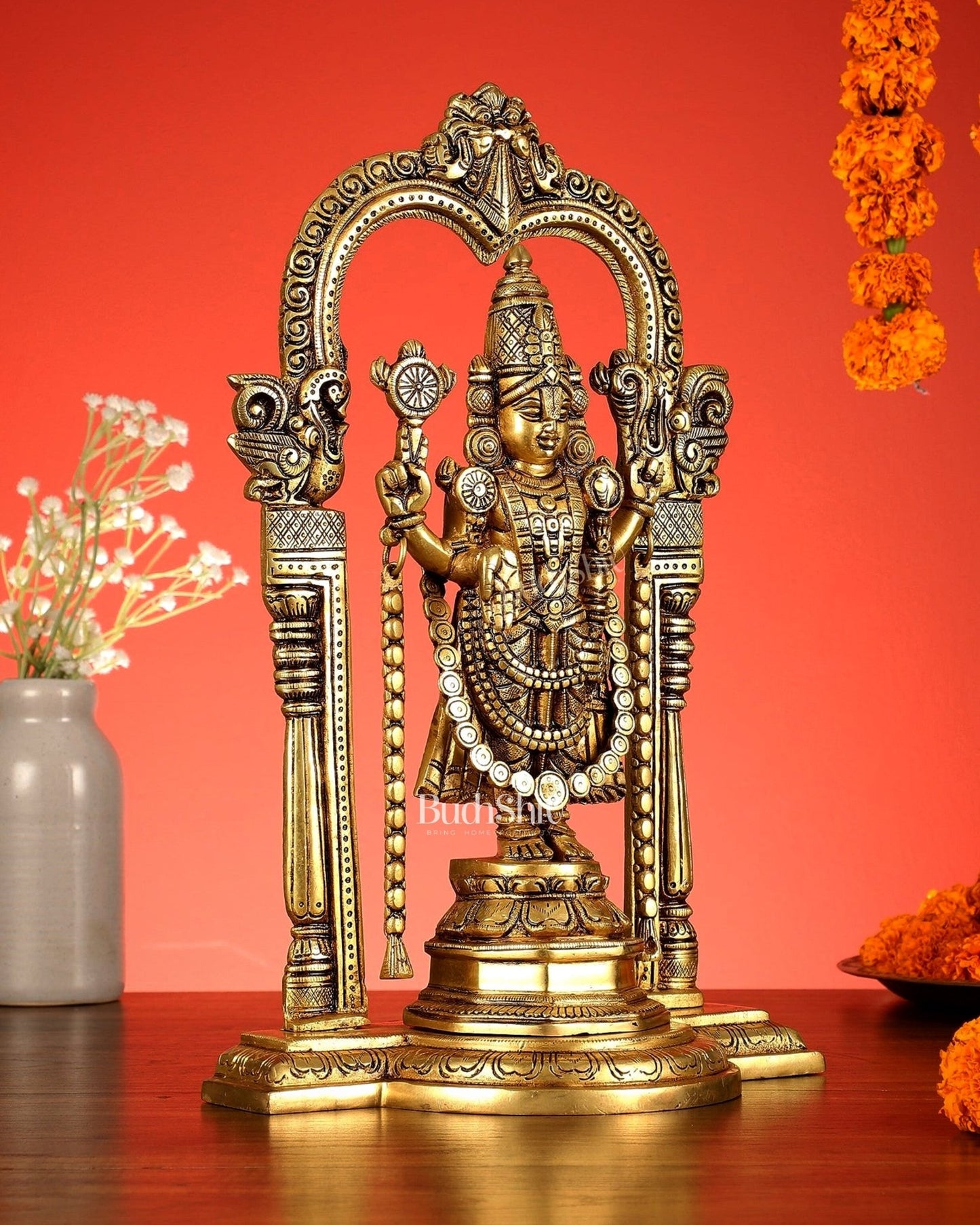Brass Tirupati Balaji Statue 14" - Budhshiv.com