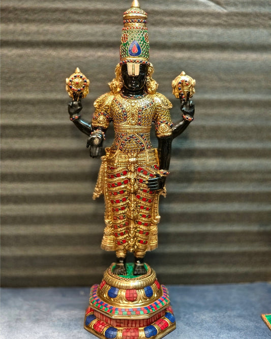 Brass Tirupati Balaji Statue 33 inch - Budhshiv.com