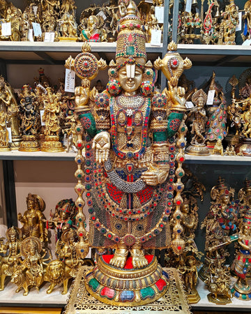 Brass Tirupati Balaji statue 48 inch multicolour - Budhshiv.com