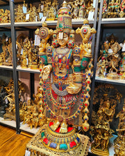 Brass Tirupati Balaji statue 48 inch multicolour - Budhshiv.com