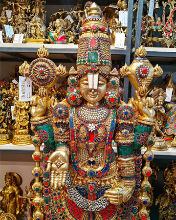 Brass Tirupati Balaji statue 48 inch multicolour - Budhshiv.com