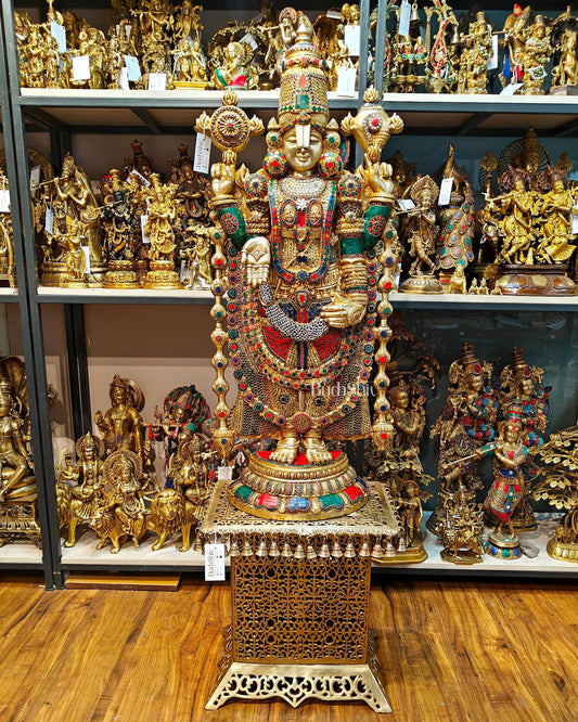 Brass Tirupati Balaji statue 48 inch multicolour - Budhshiv.com