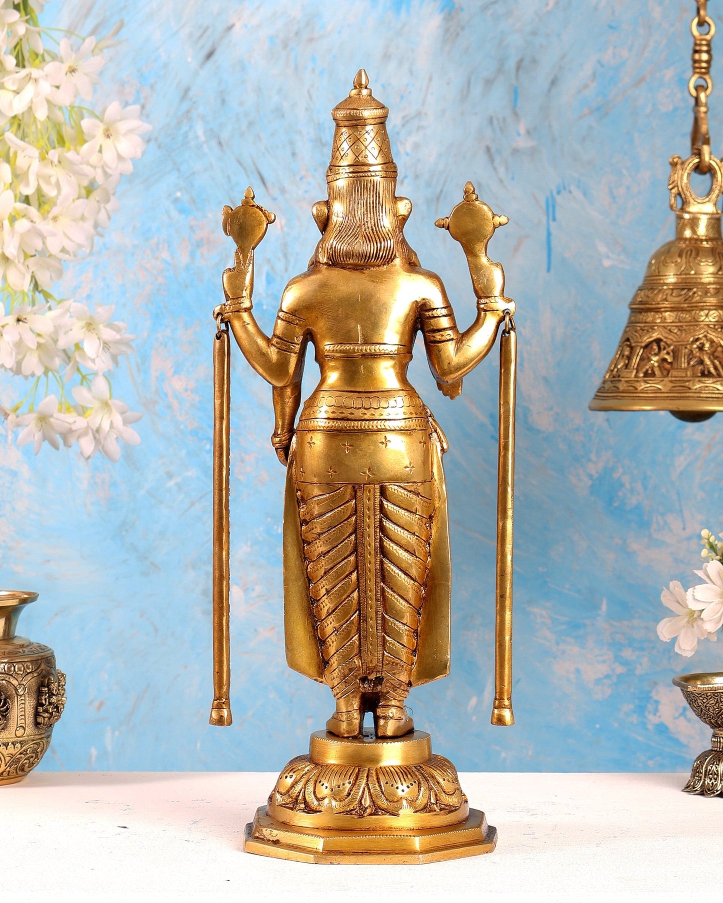 Brass Tirupati Balaji Statue – Divine Lord Venkateswara Idol (15.5 Inches) - Budhshiv.com