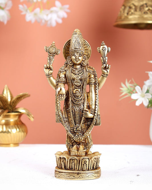 Brass Tirupati Balaji Statue – Divine Lord Venkateswara Idol (8 Inches) - Budhshiv.com