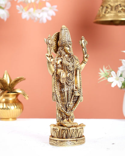 Brass Tirupati Balaji Statue – Divine Lord Venkateswara Idol (8 Inches) - Budhshiv.com