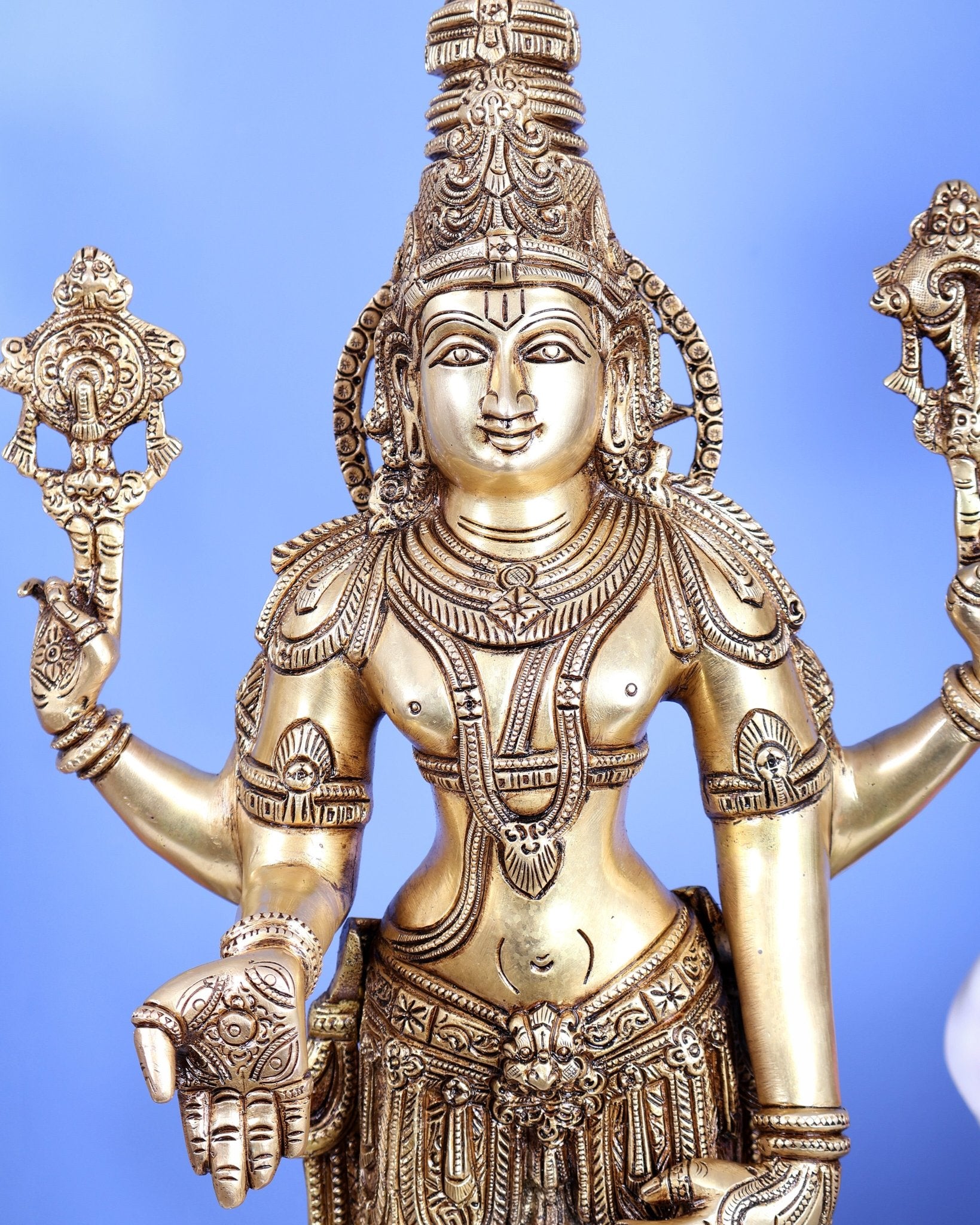 Brass Tirupati Balaji Statue – Finely Handcrafted Lord Venkateswara Sculpture (30 Inches) - Budhshiv.com