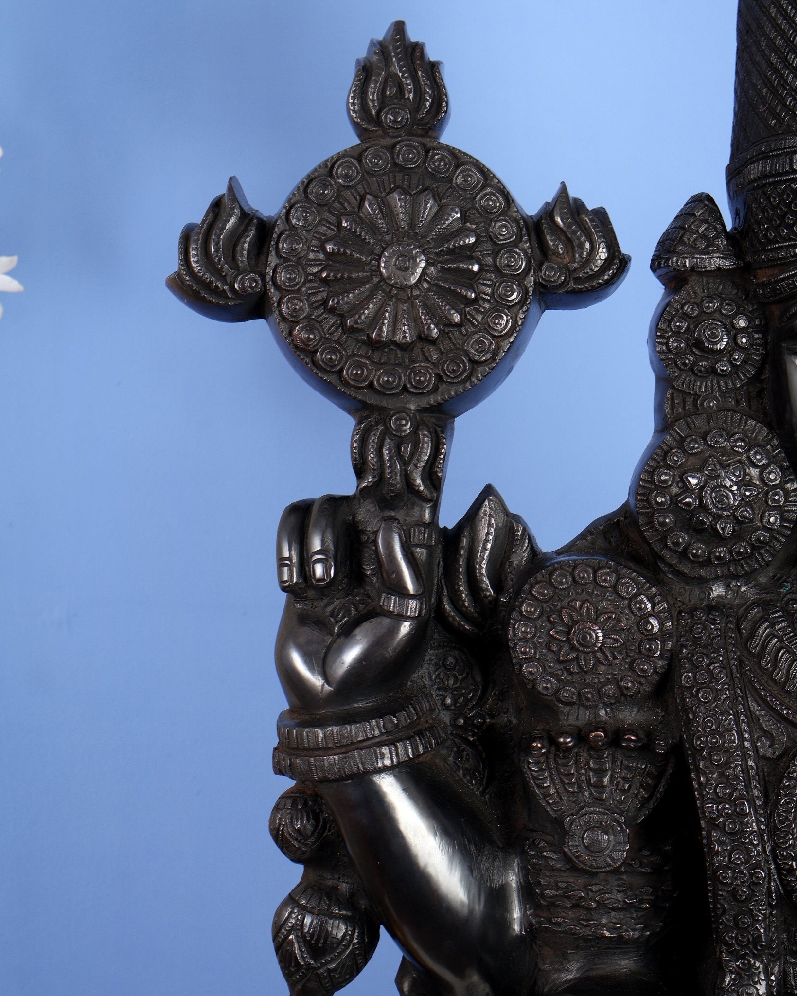 Brass Tirupati Balaji Statue | Lord Venkateshwara swamy | 48 inch full black - Budhshiv.com