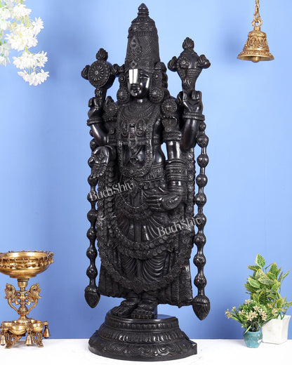 Brass Tirupati Balaji Statue | Lord Venkateshwara swamy | 48 inch full black - Budhshiv.com