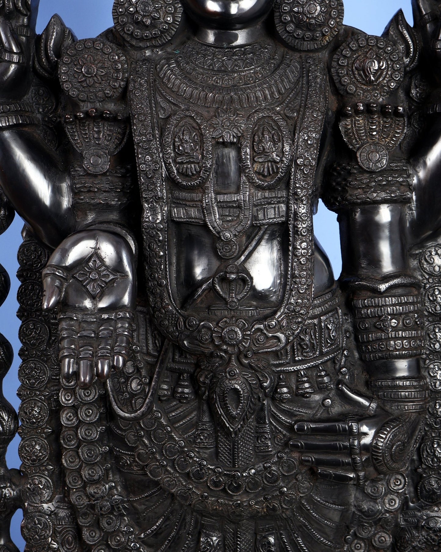 Brass Tirupati Balaji Statue | Lord Venkateshwara swamy | 48 inch full black - Budhshiv.com